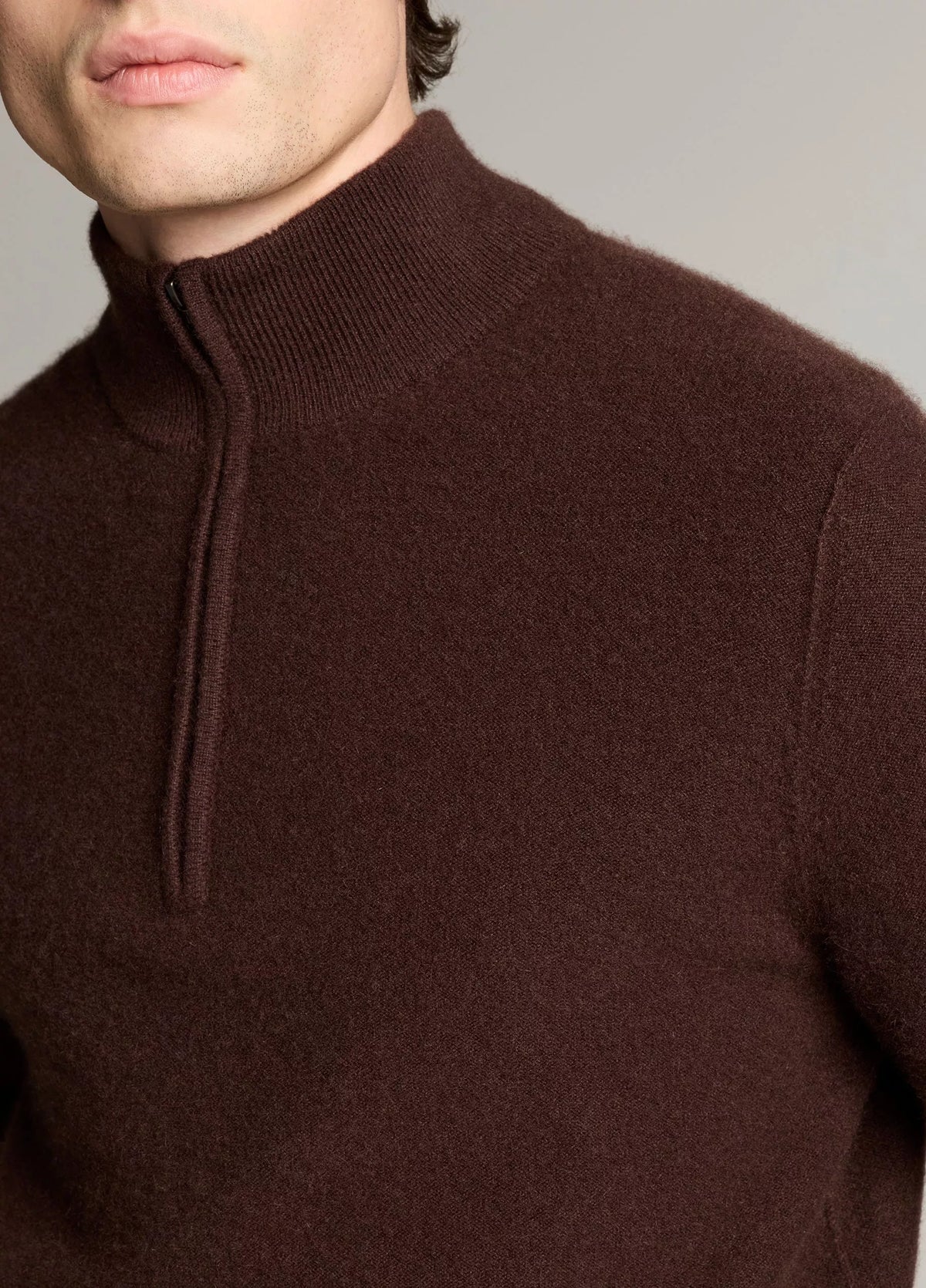 Vince Plush Cashmere Quarter-Zip Sweater - Chocolate Plum