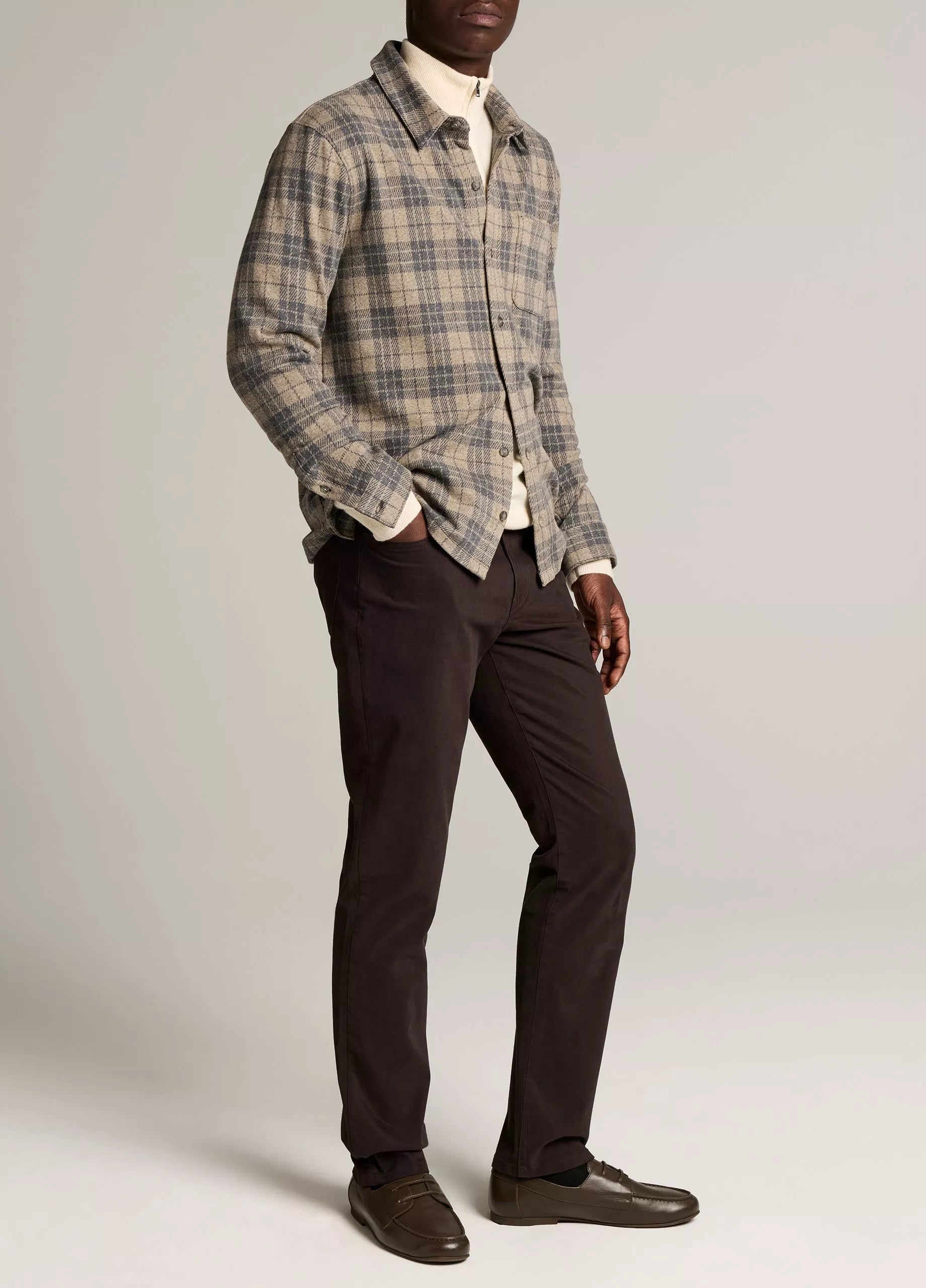 Vince Dylan Slim 5-Pocket Peached Stretch-Cotton Pant - Arabica