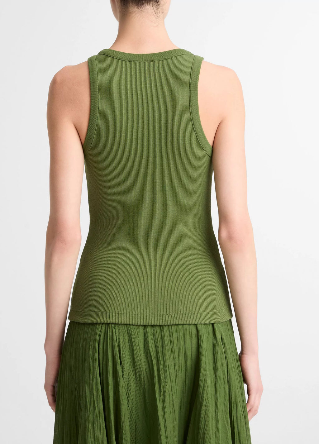 Vince Ribbed Scoop-Neck Tank - Herb