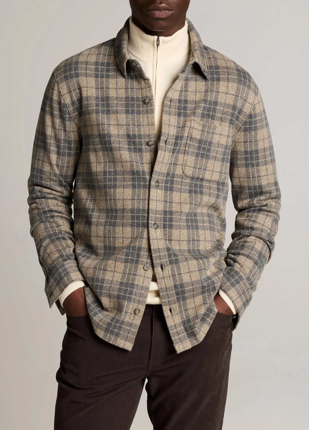 Vince Tartan Plaid Cotton-Blend Button-Front Shirt