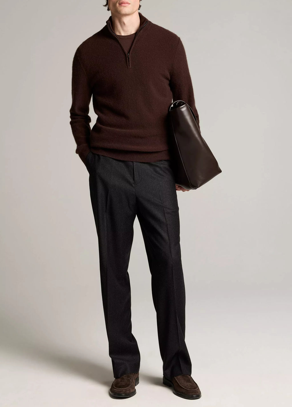 Vince Plush Cashmere Quarter-Zip Sweater - Chocolate Plum