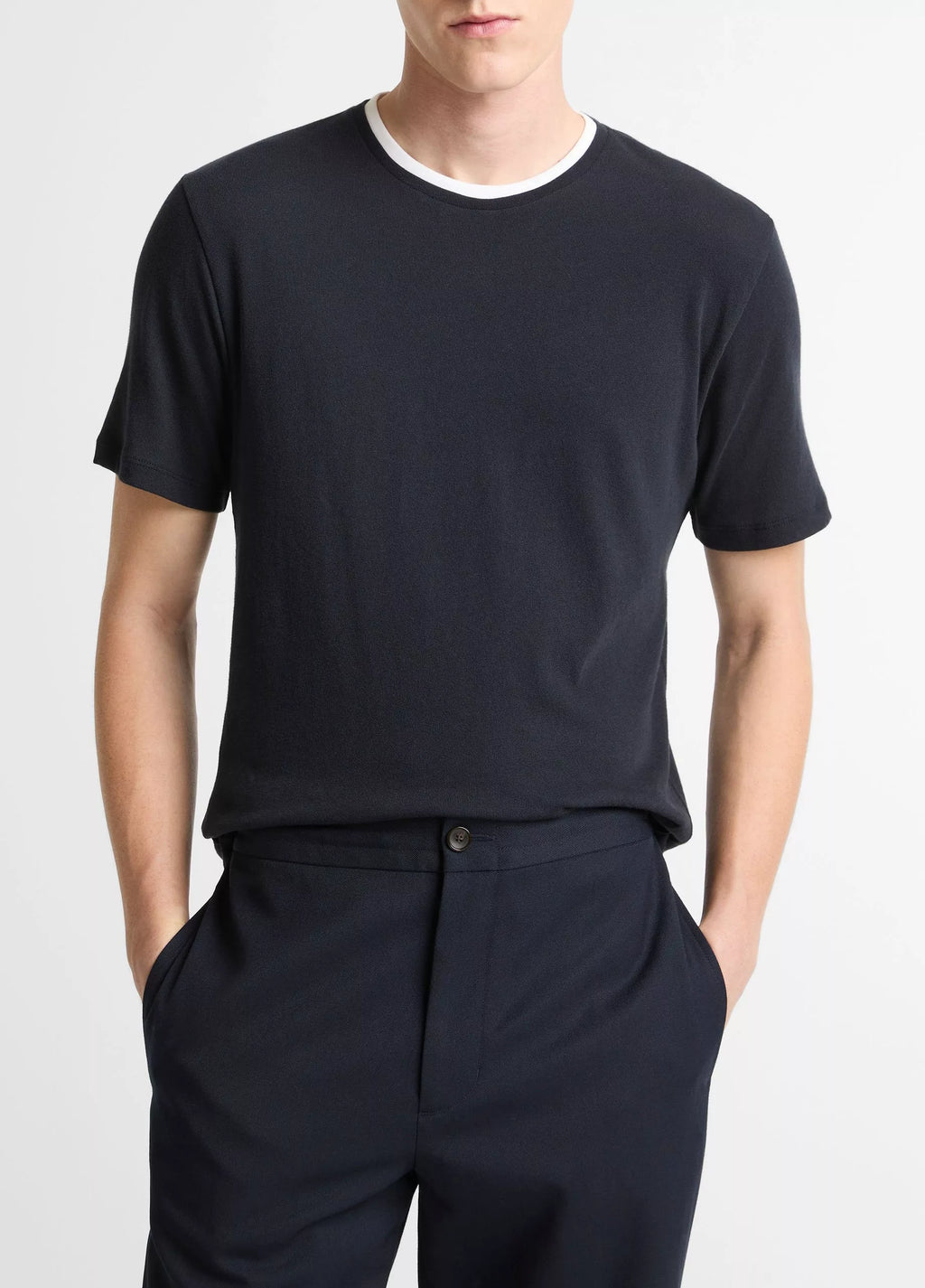 Vince Cotton Double-Collar T-Shirt - coastal blue/optic white