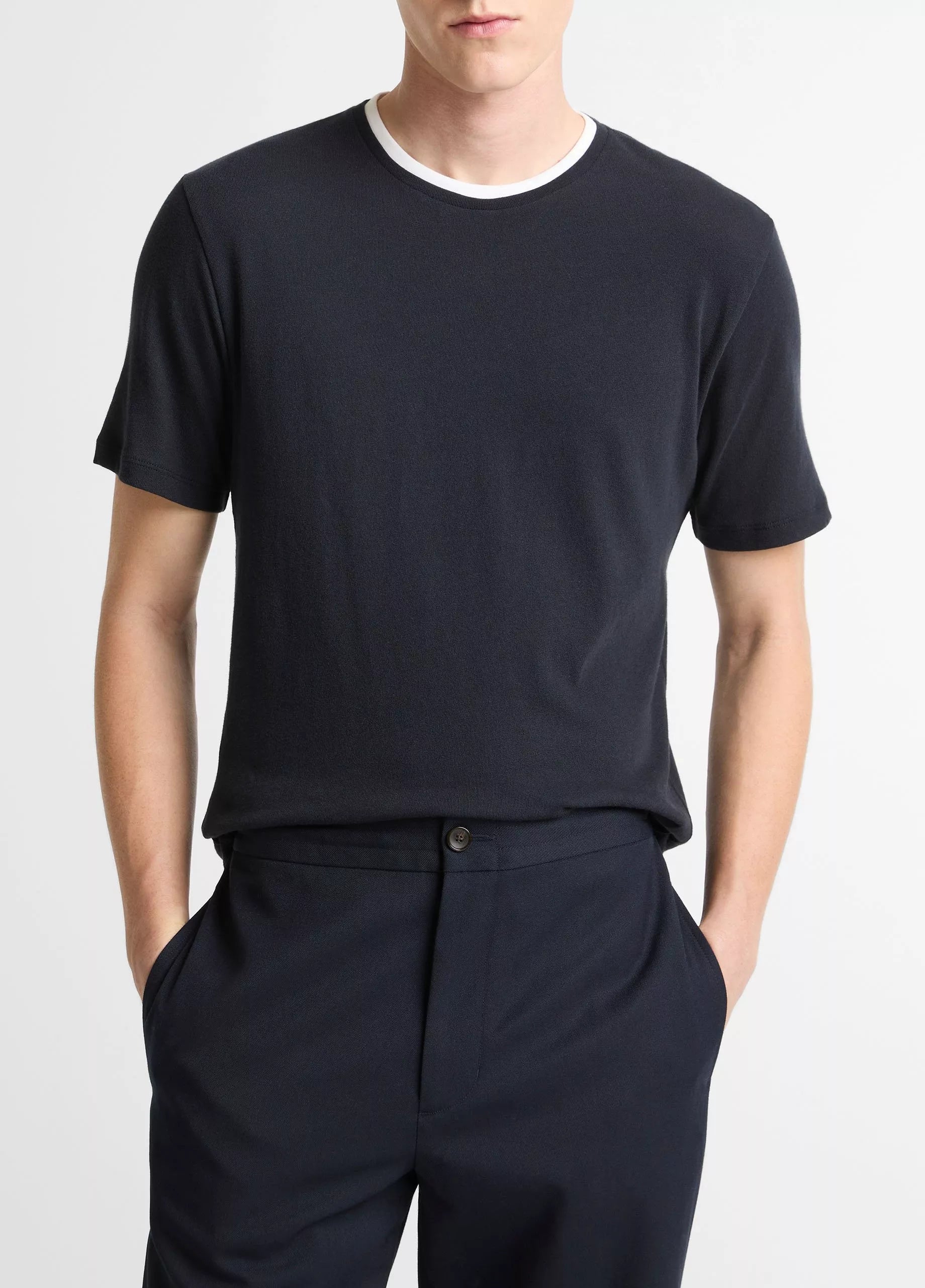 Vince Cotton Double-Collar T-Shirt - coastal blue/optic white