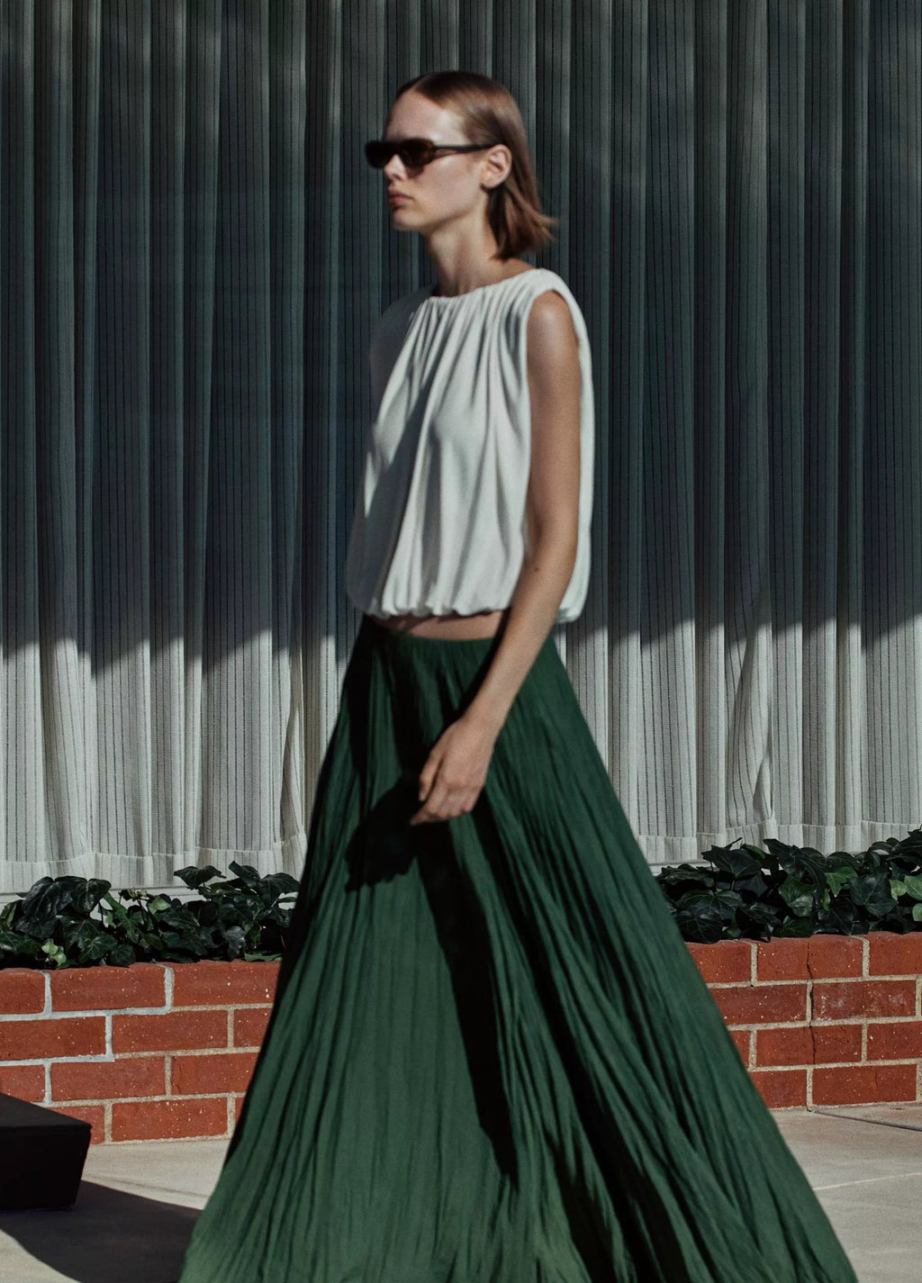 Vince Matte Jersey Bubble Top - Porcelain