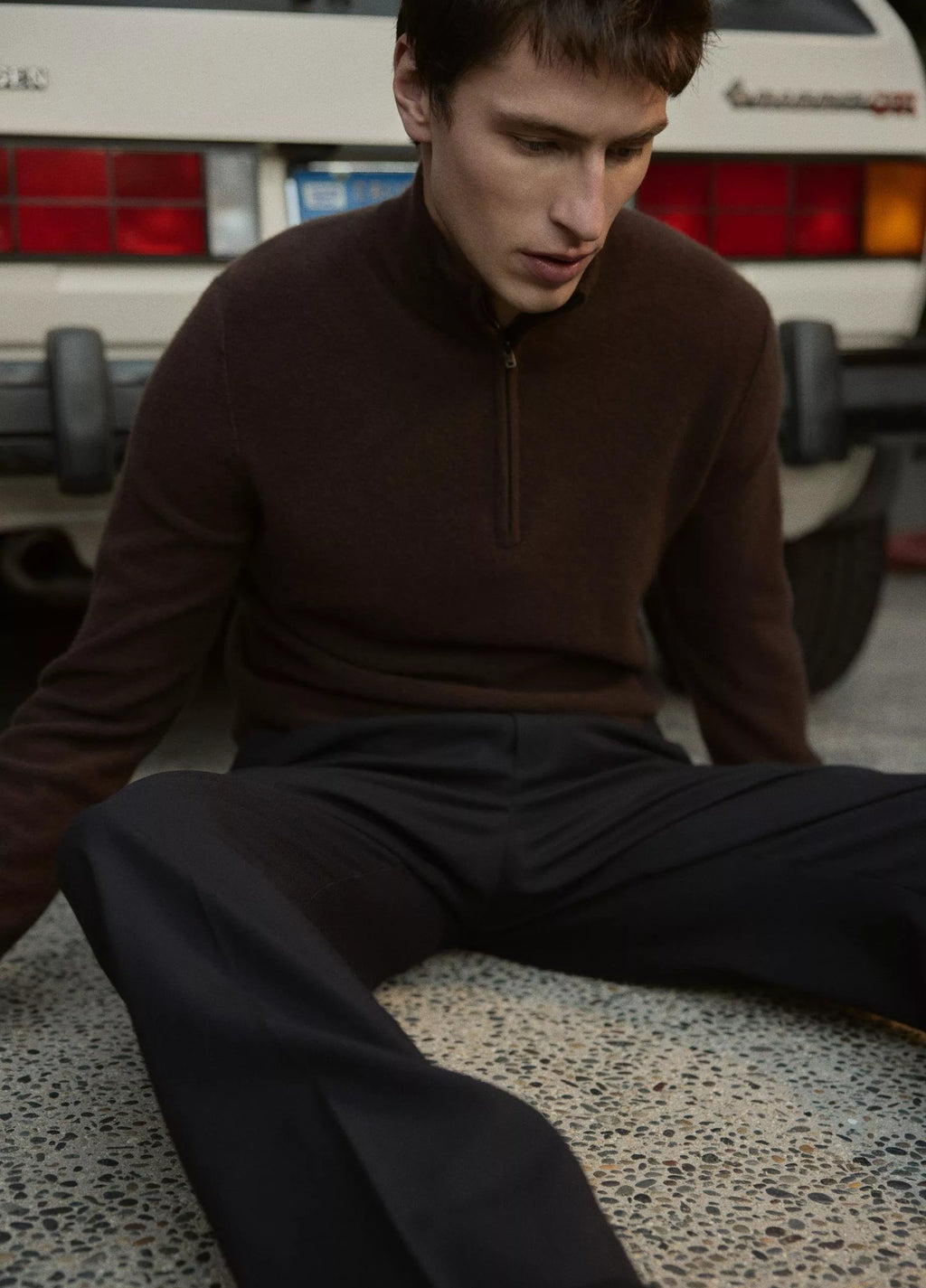 Vince Plush Cashmere Quarter-Zip Sweater - Chocolate Plum