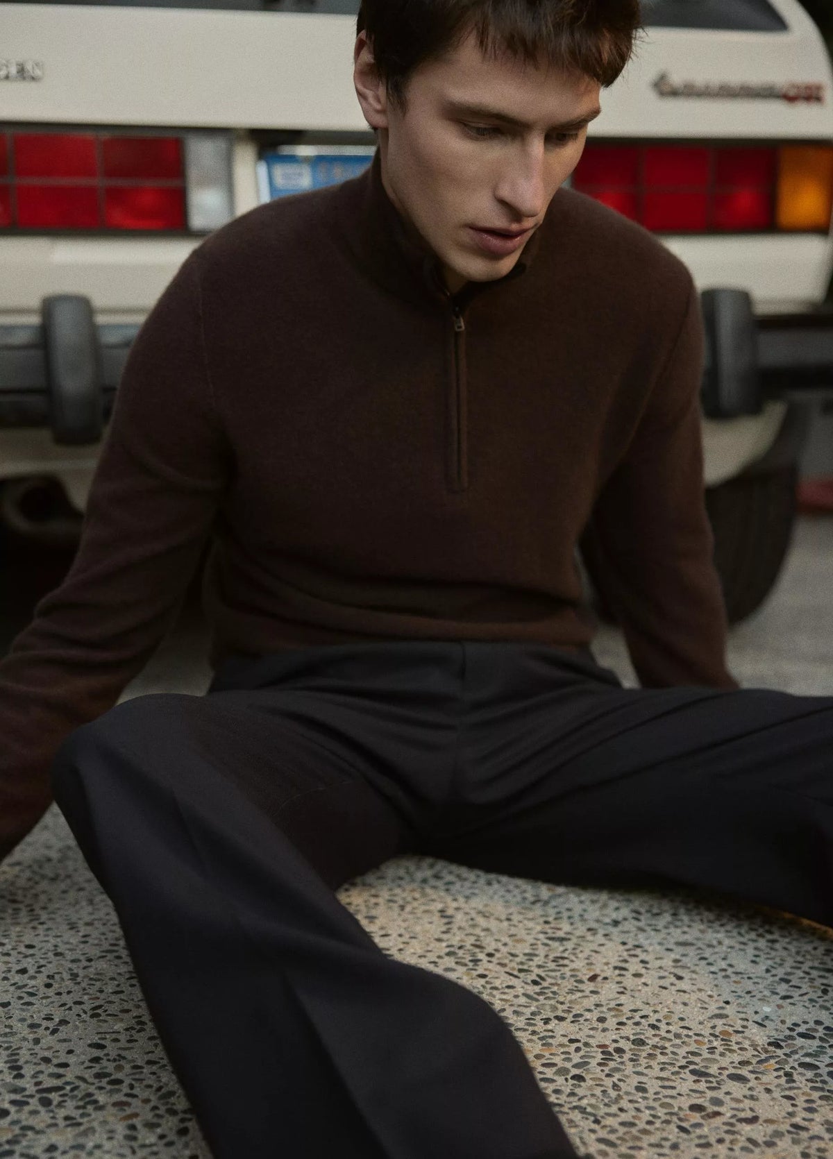 Vince Plush Cashmere Quarter-Zip Sweater - Chocolate Plum