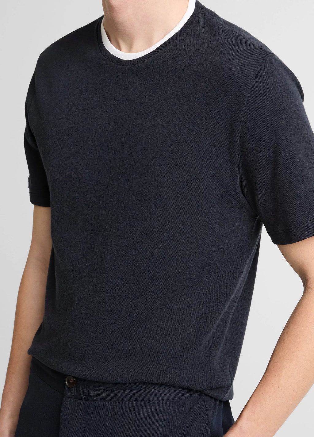 Vince Cotton Double-Collar T-Shirt - coastal blue/optic white