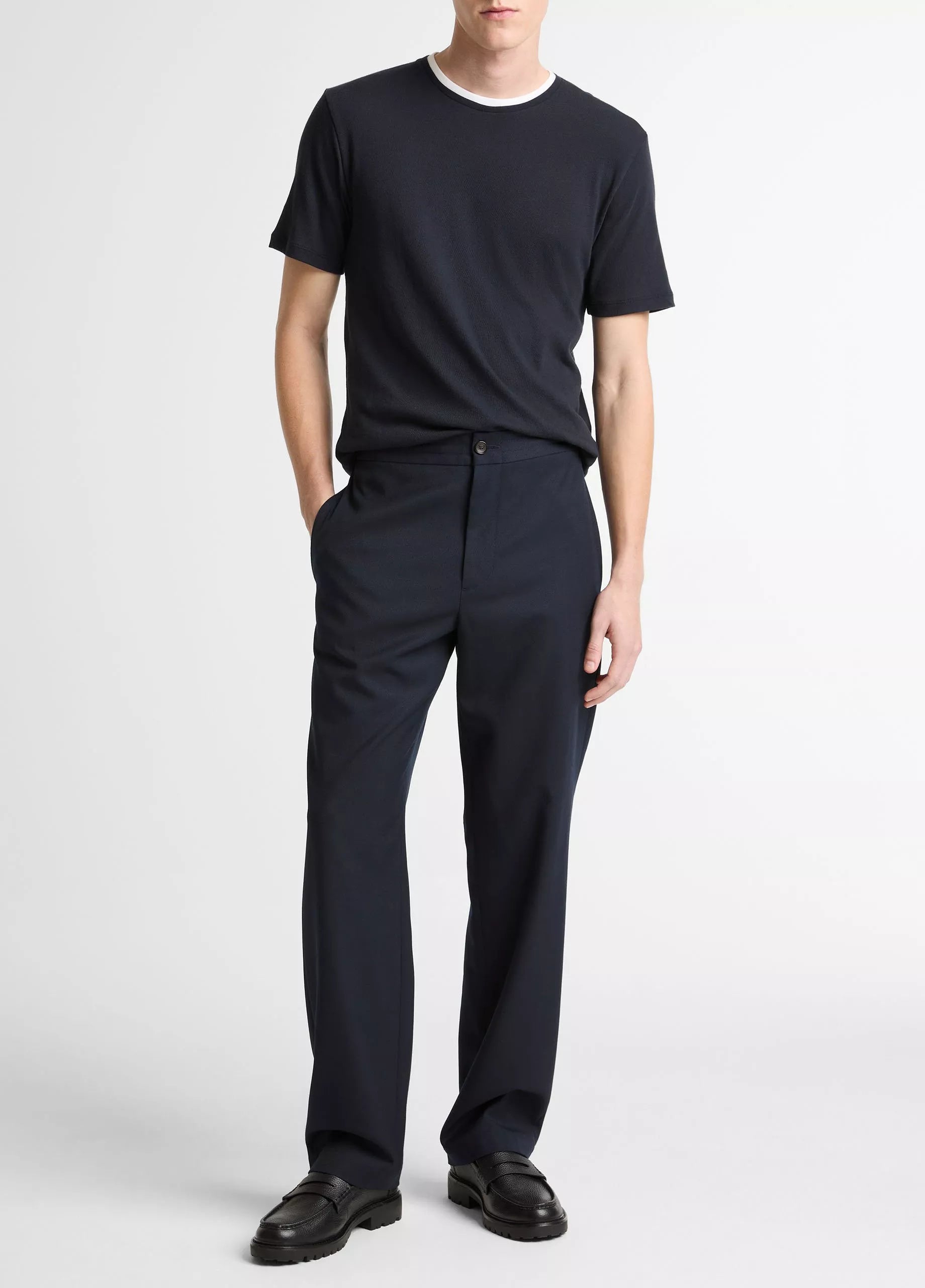 Vince Cotton Double-Collar T-Shirt - coastal blue/optic white
