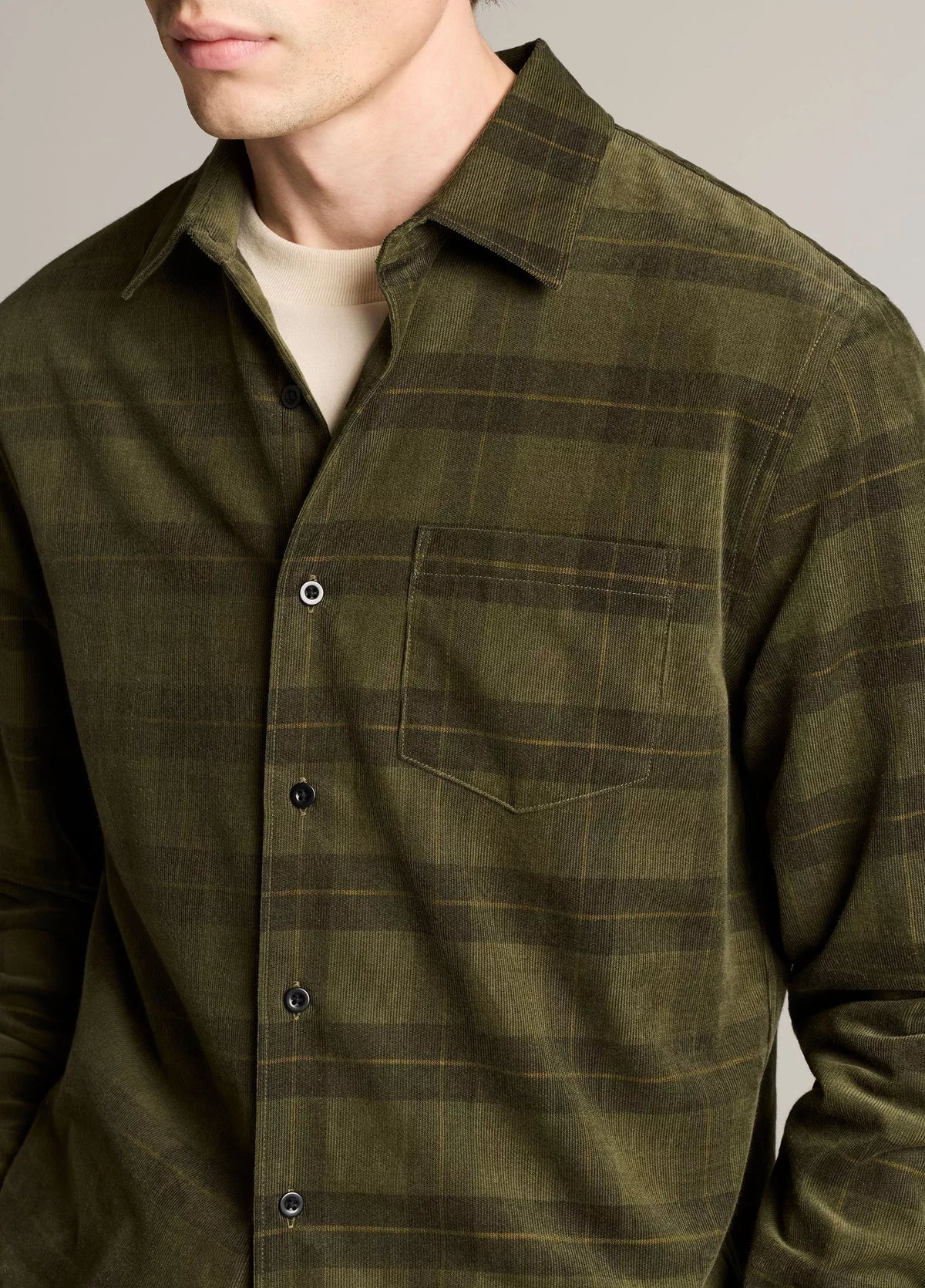 Vince Hamilton Plaid Cotton Corduroy Button-Front Shirt - Night Leaf Combo