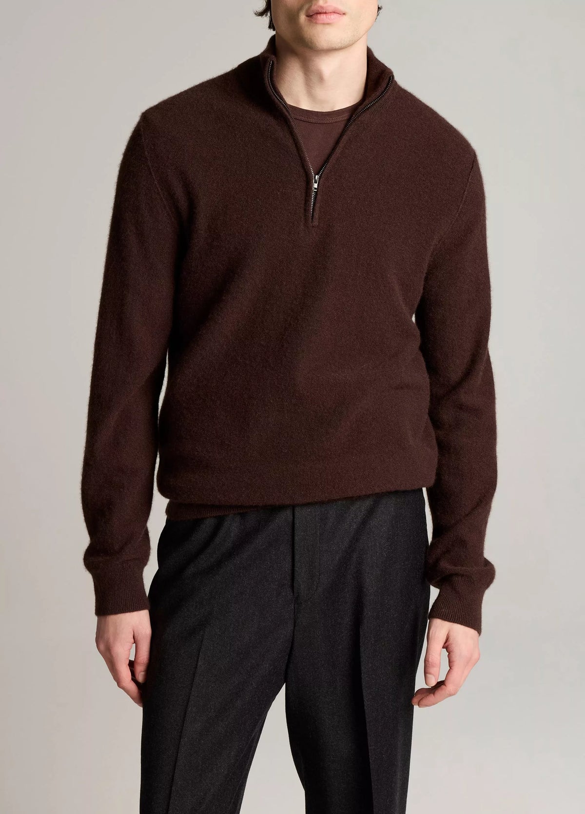 Vince Plush Cashmere Quarter-Zip Sweater - Chocolate Plum