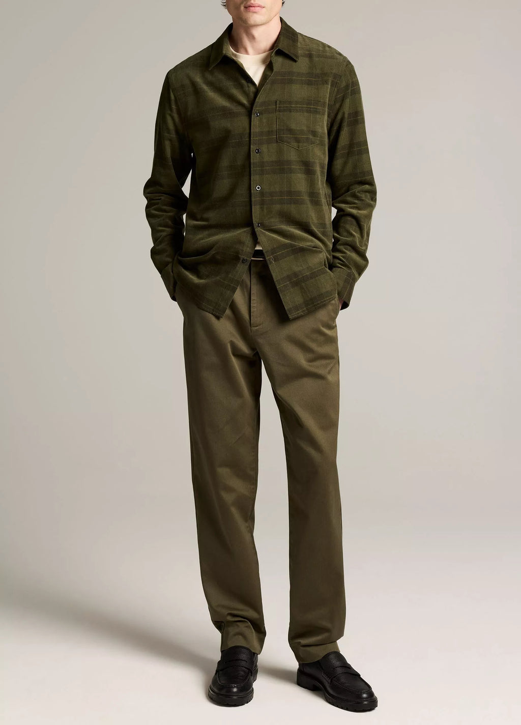 Vince Hamilton Plaid Cotton Corduroy Button-Front Shirt - Night Leaf Combo