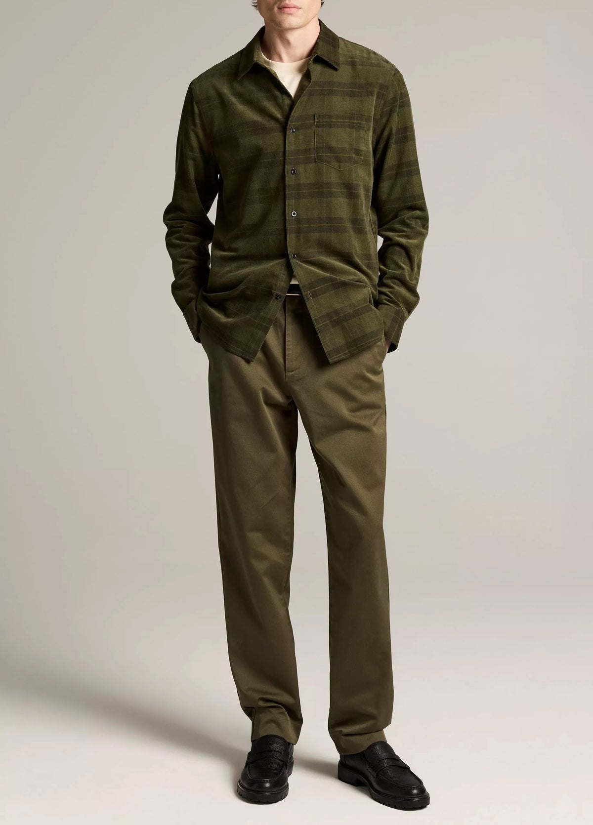 Vince Hamilton Plaid Cotton Corduroy Button-Front Shirt - Night Leaf Combo