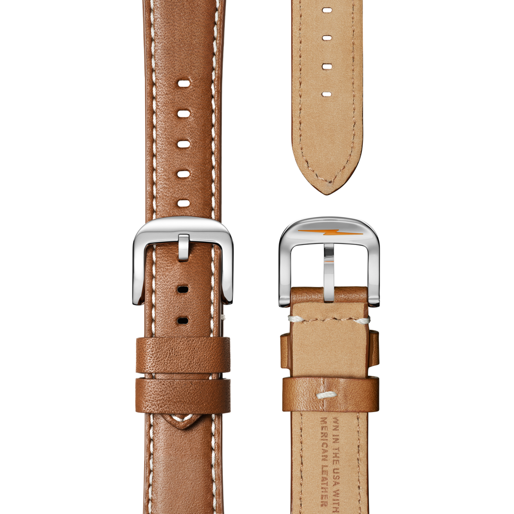 Shinola Runwell Watch 36mm - White/Tan Leather Straps