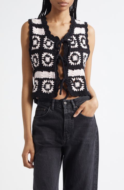 Ganni Cotton Crochet Vest