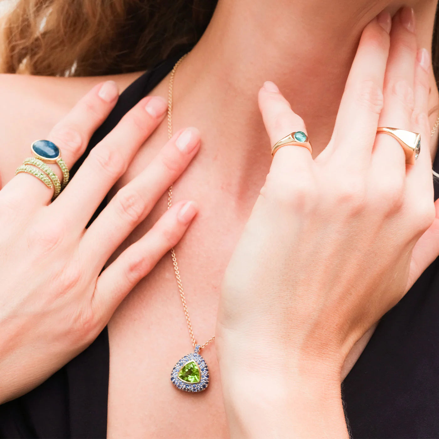 Eriness Tourmaline Button Pinky Ring