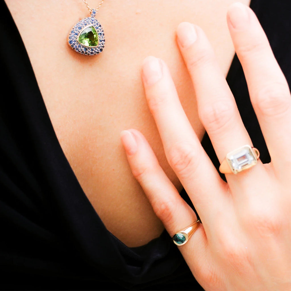 Eriness Tourmaline Button Pinky Ring