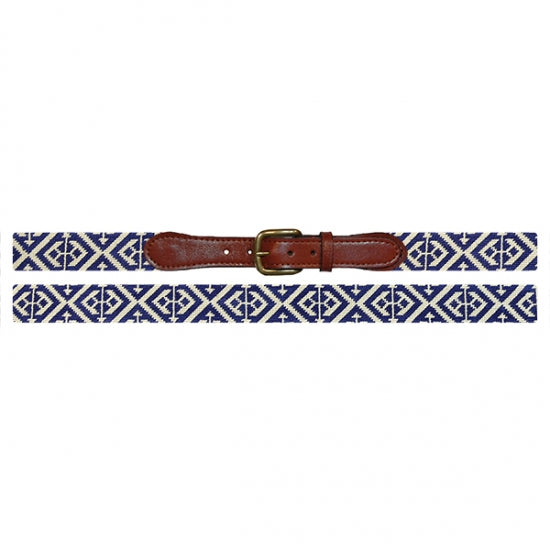 Smathers & Branson Scarsdale Needlepoint Belt (Classic Navy-Light Khaki)