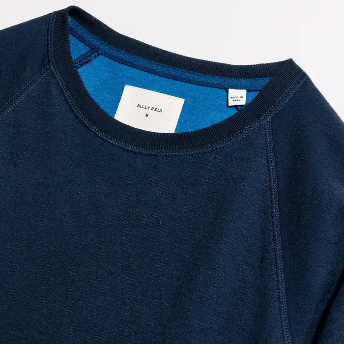 Billy Reid Raglan Crew- Carbon Blue