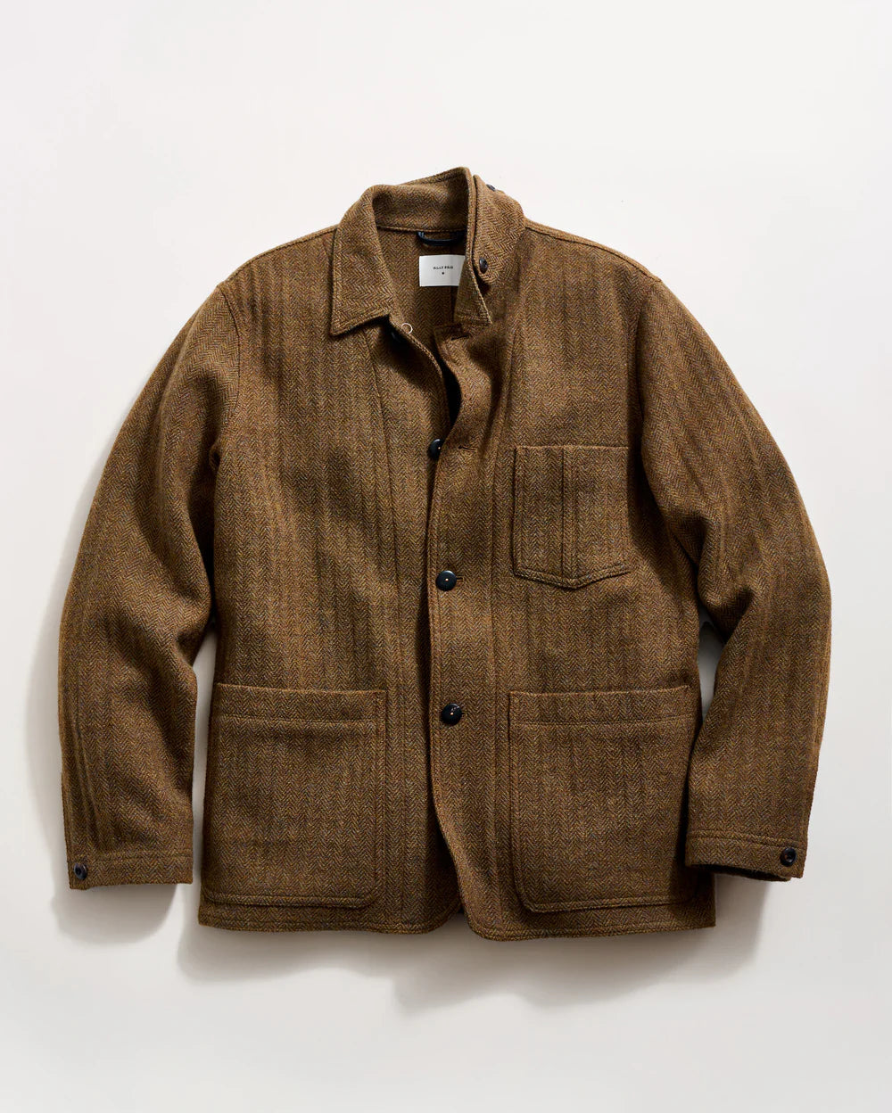 Billy Reid Wool Herringbone Chore Coat - Olive Herringbone