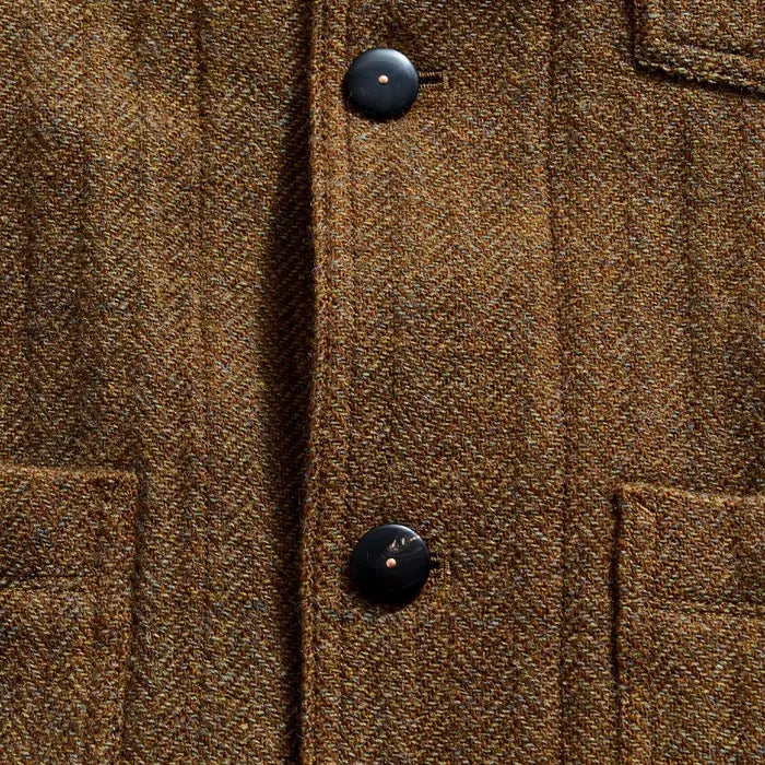 Billy Reid Wool Herringbone Chore Coat - Olive Herringbone