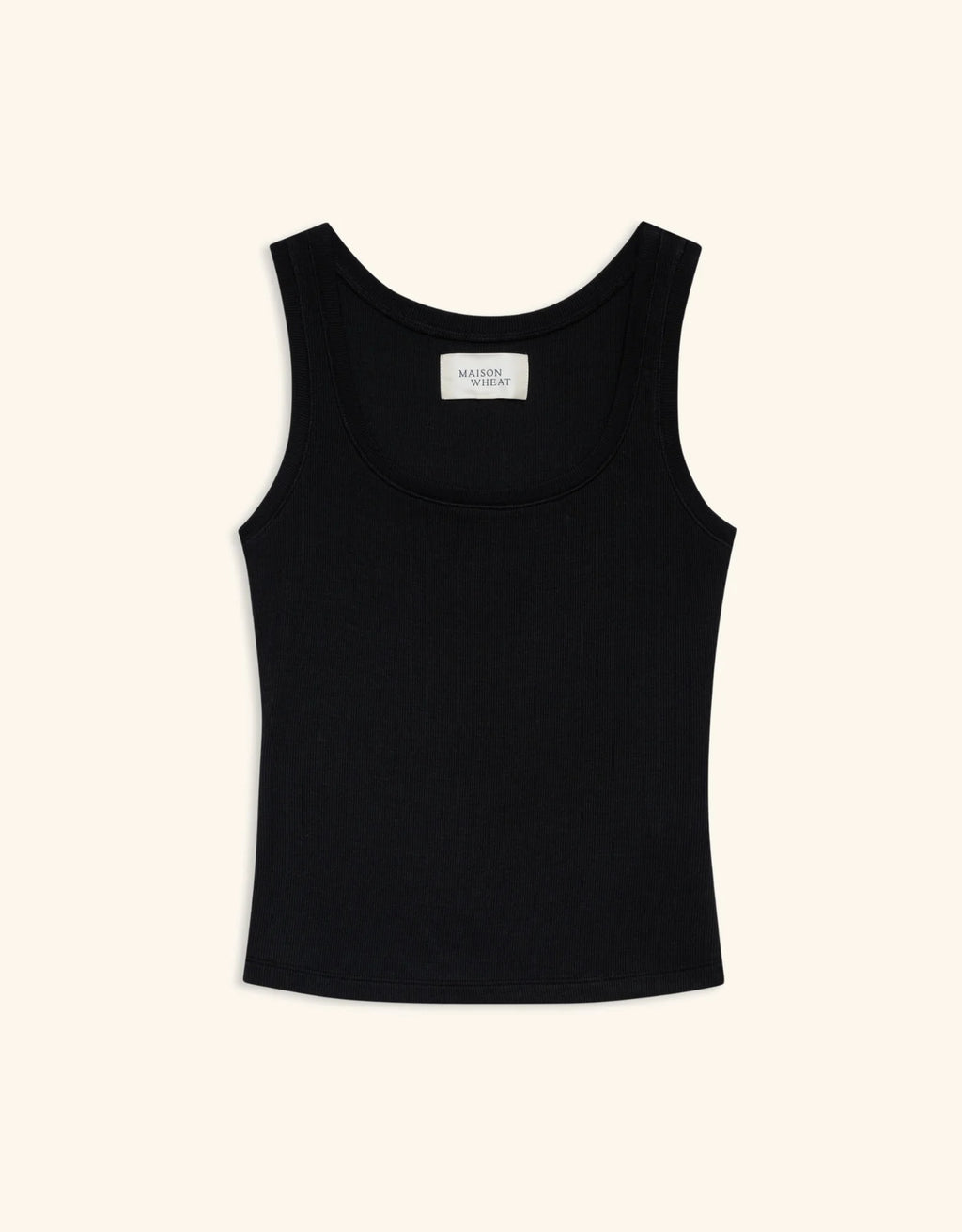 Maison Wheat Franklin Ribbed Square Neck Tank - Black