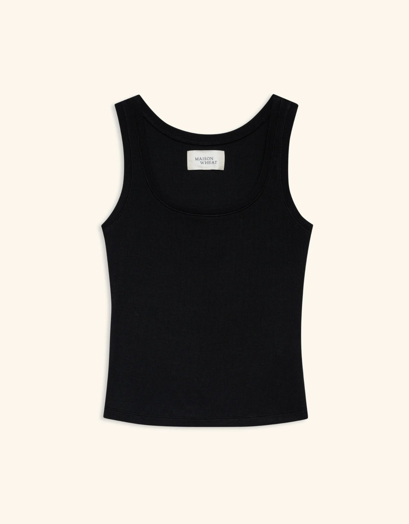 Maison Wheat Franklin Ribbed Square Neck Tank - Black