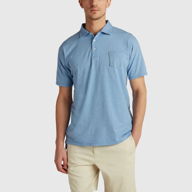 B. Draddy Vin Polo Stripe Peruvian Pima Cotton -  Indigo/Batik