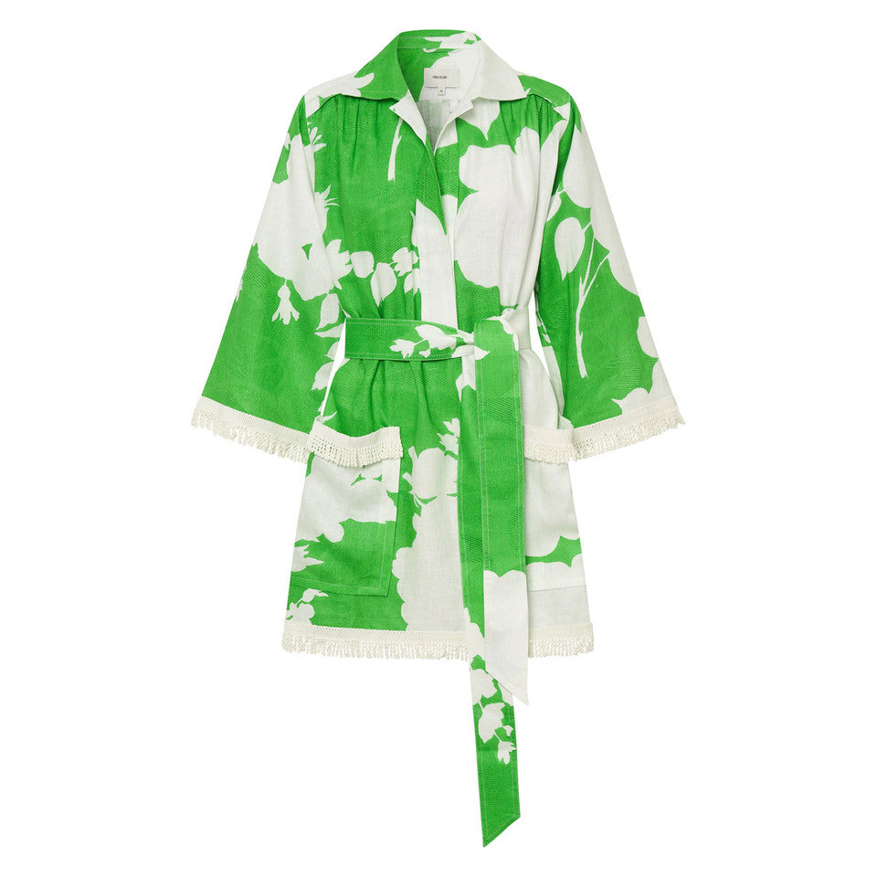 Oroton Shadow Floral Tunic Dress  - Jewel Green
