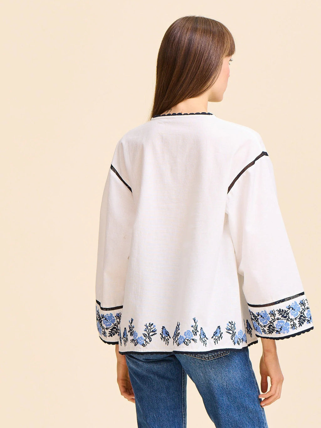 Mille Angelica Top in Santorini Embroidery