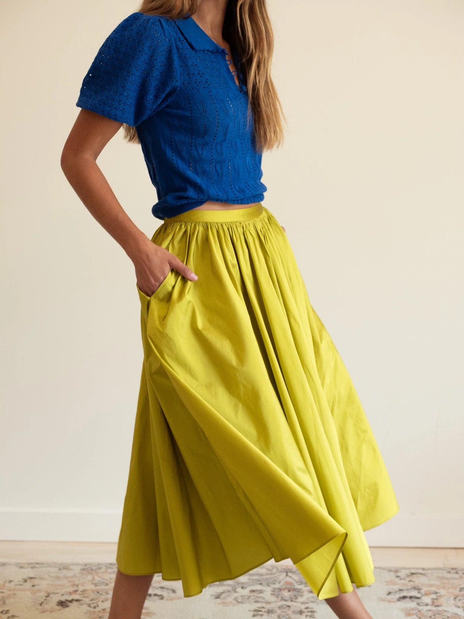 Mille Ayla Skirt - Chartreuse Taffeta