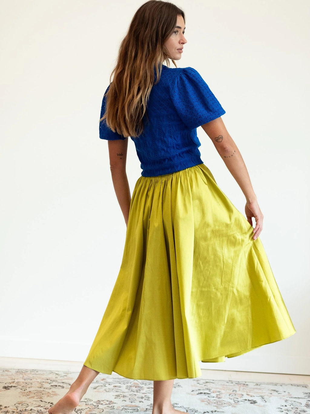 Mille Ayla Skirt - Chartreuse Taffeta