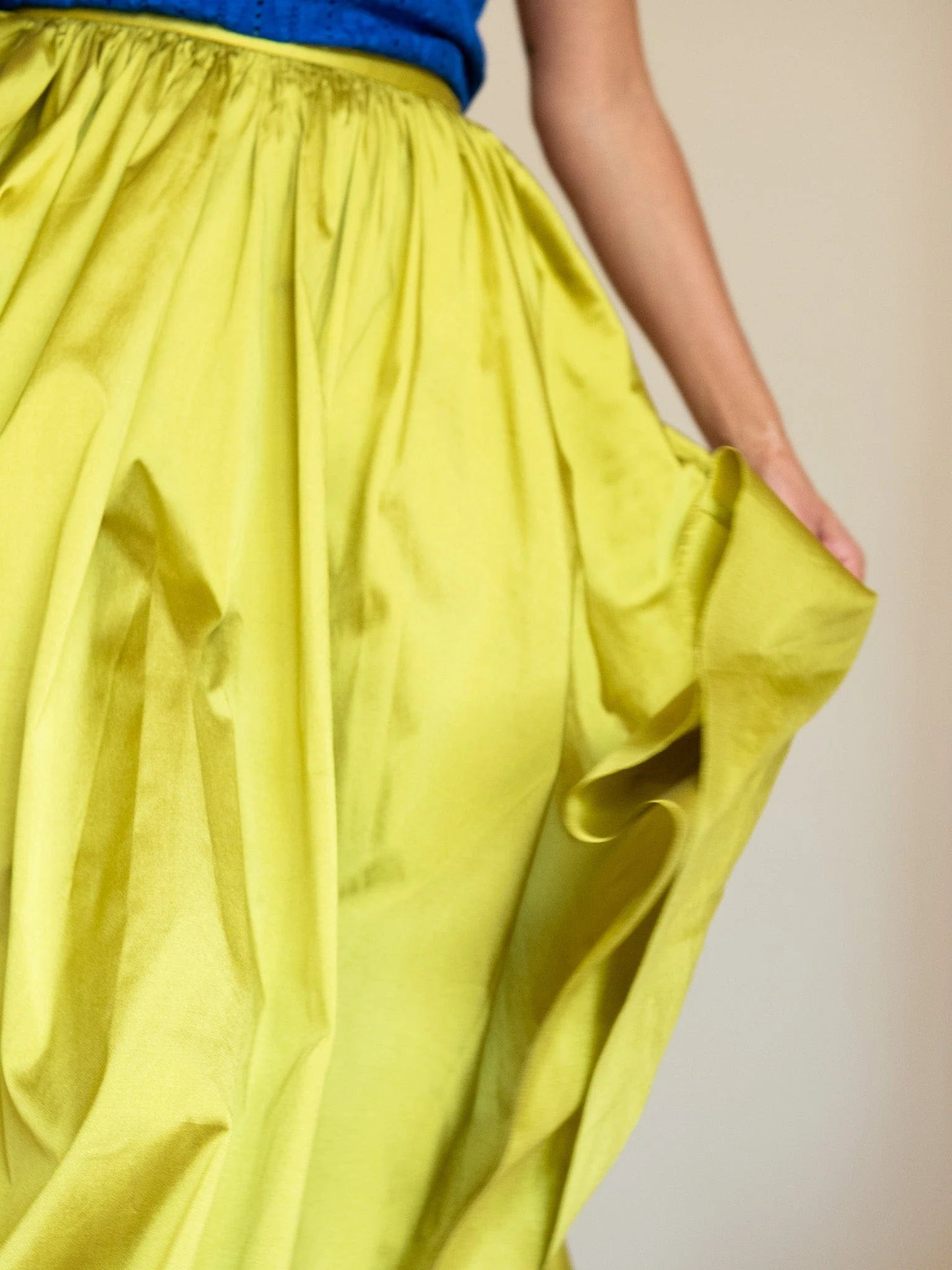 Mille Ayla Skirt - Chartreuse Taffeta