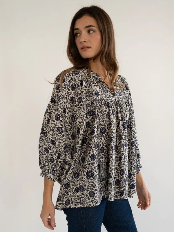 Mille Charlie Top - Indigo Floral