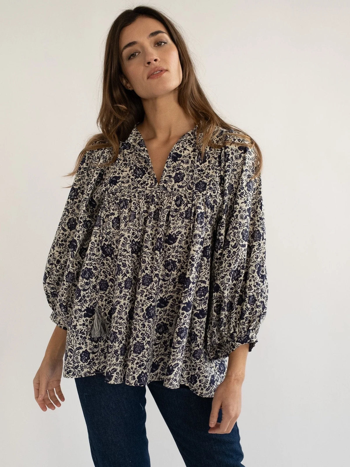 Mille Charlie Top - Indigo Floral