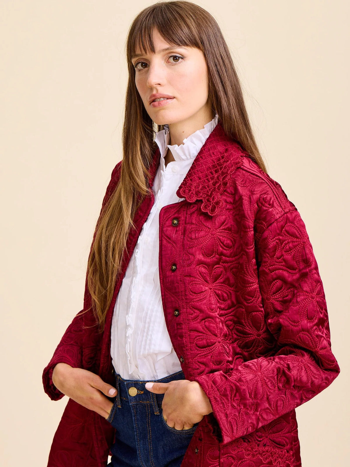 Mille Jade Quilted Jacket - Claret
