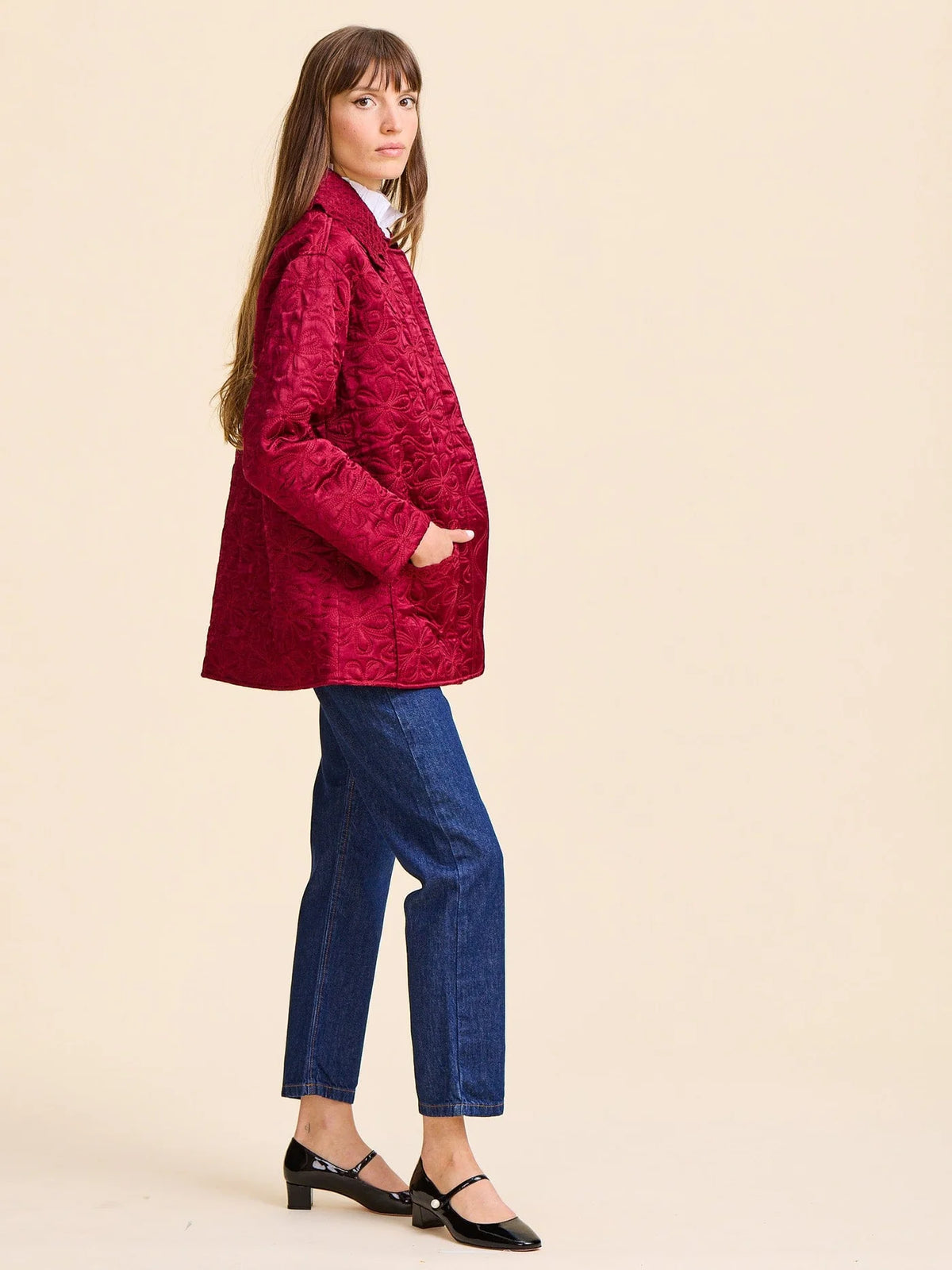 Mille Jade Quilted Jacket - Claret