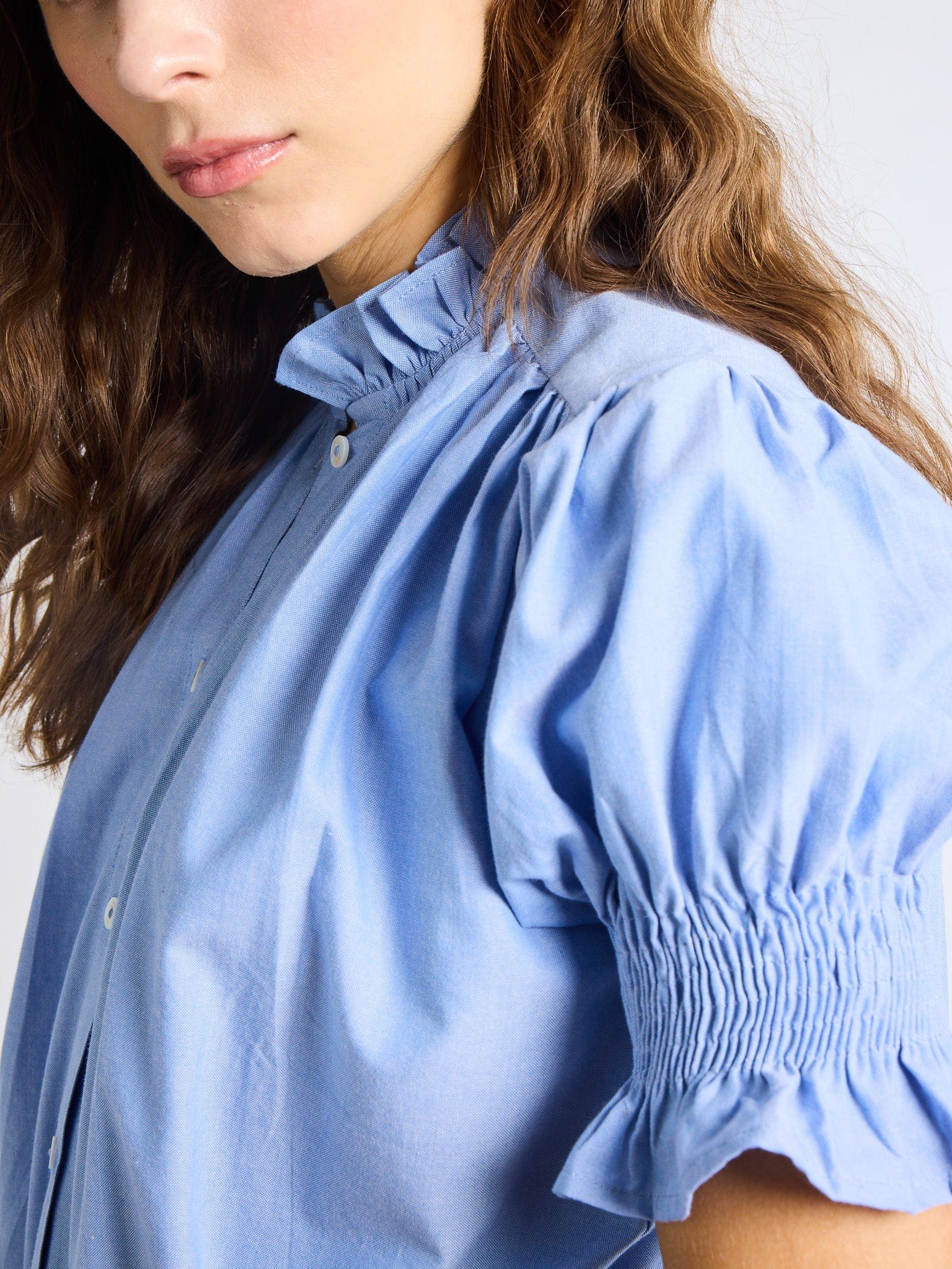 Mille Marnie Top - Blue Oxford