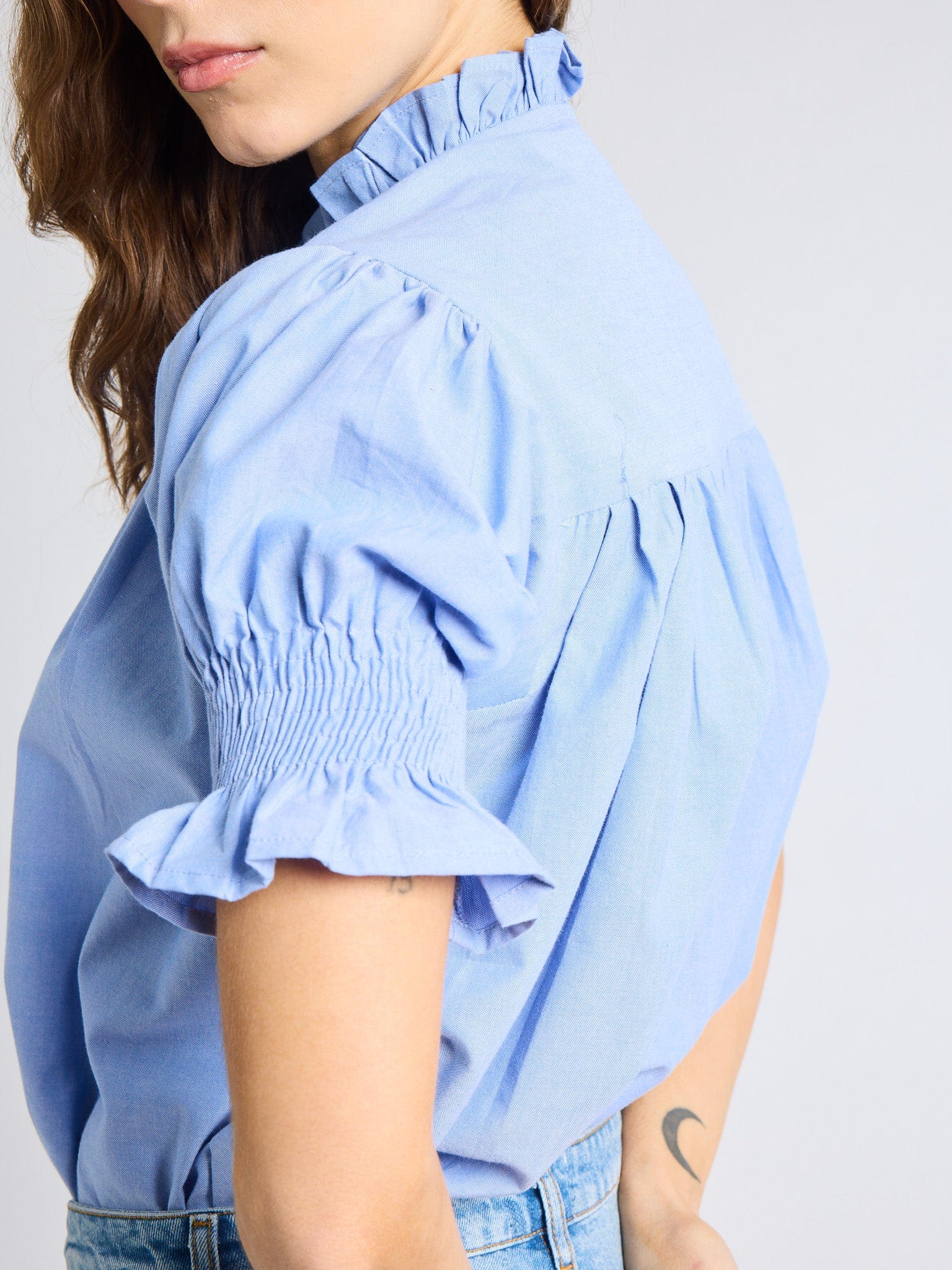 Mille Marnie Top - Blue Oxford
