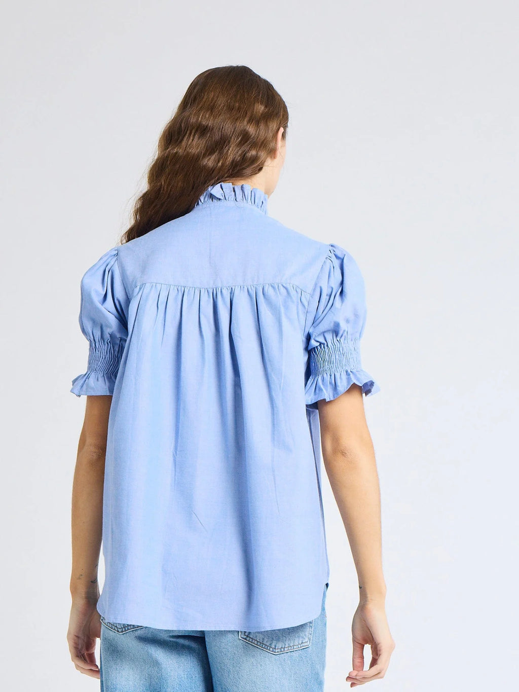 Mille Marnie Top - Blue Oxford