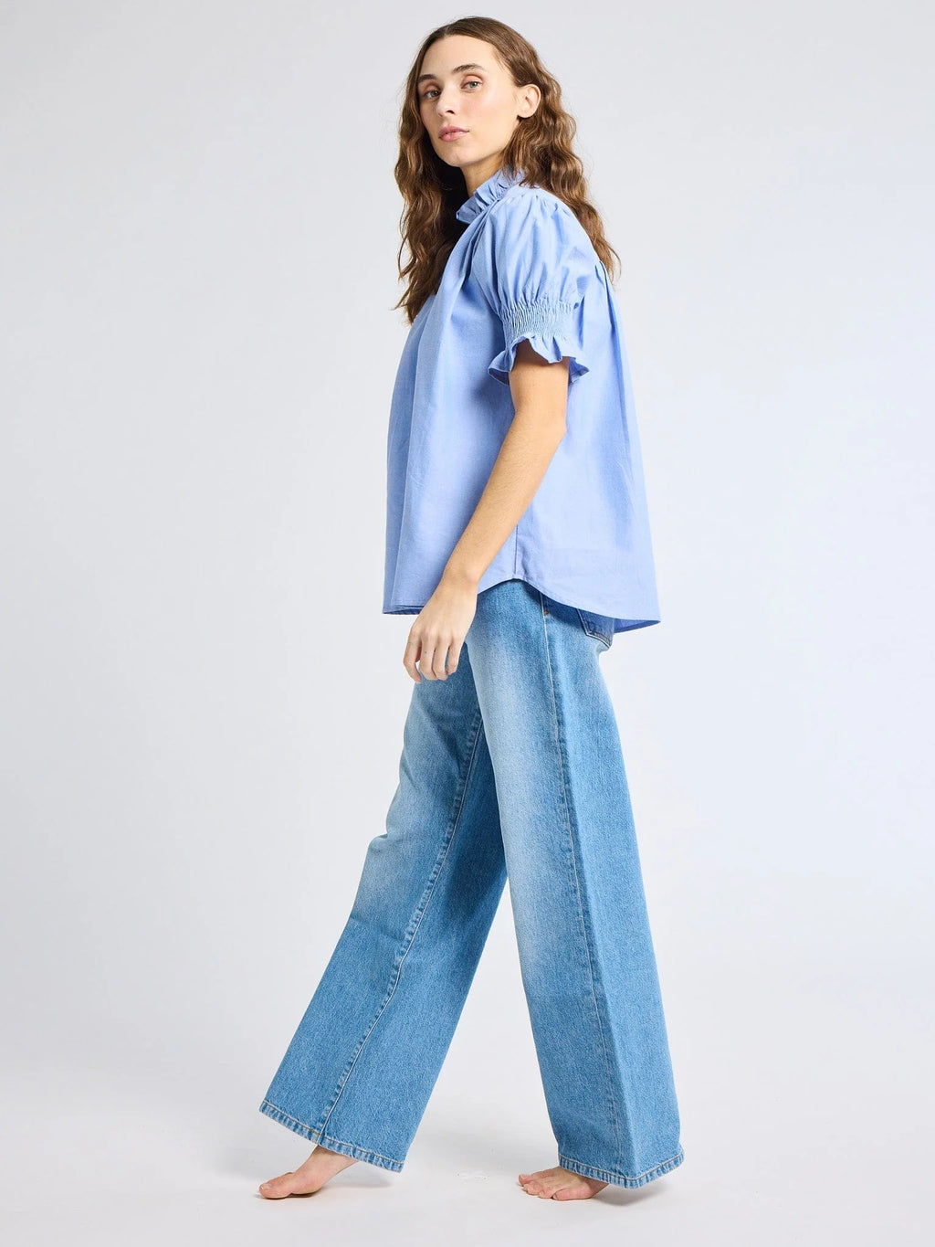 Mille Marnie Top - Blue Oxford