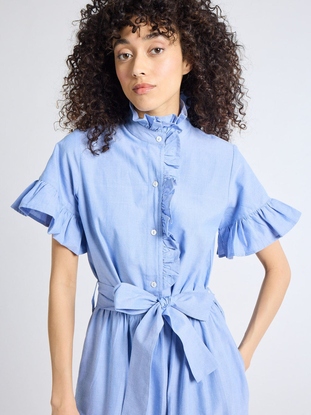 Mille Victoria Dress - Blue Oxford