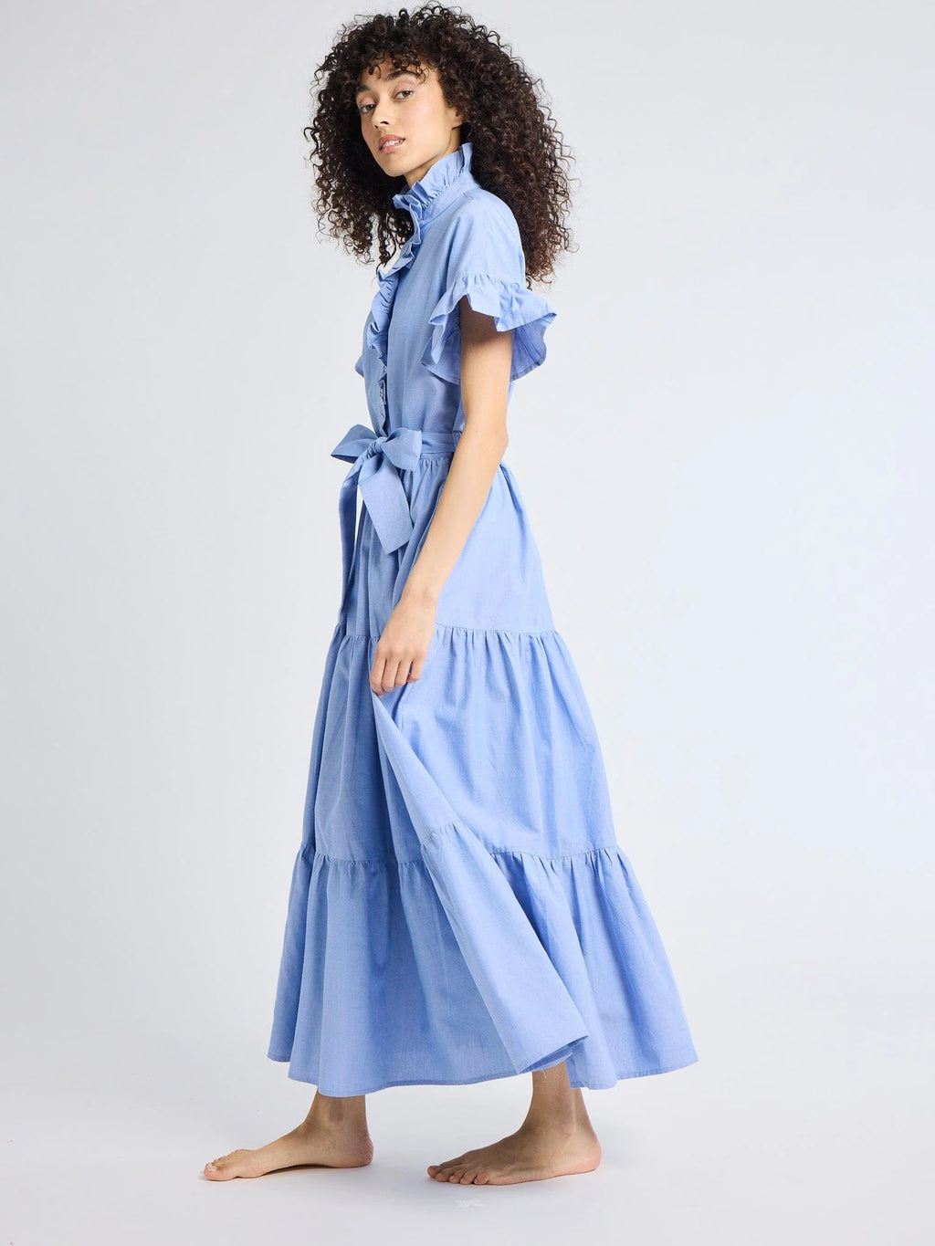 Mille Victoria Dress - Blue Oxford