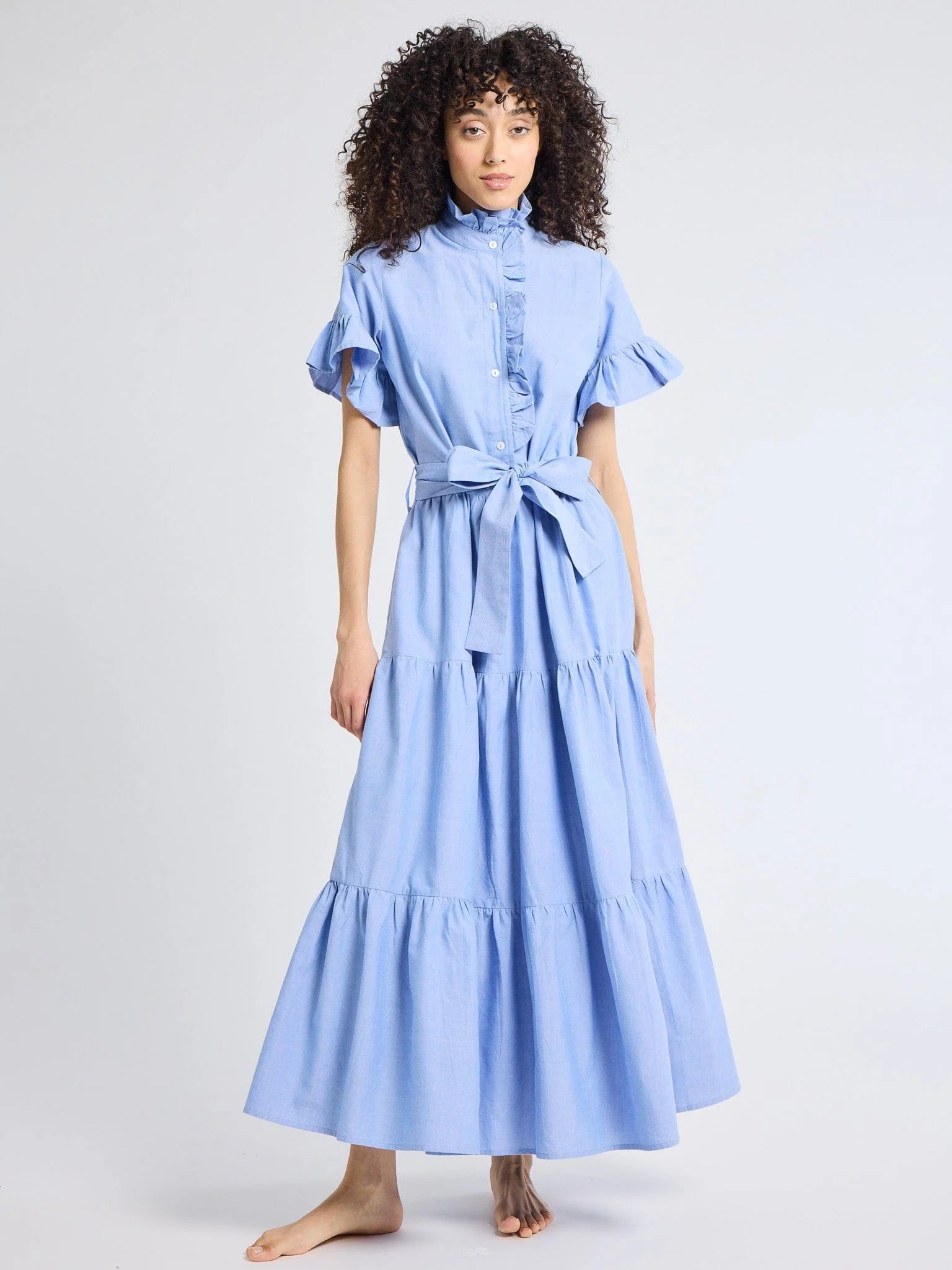 MILLE Victoria Dress in Blue Oxford XS MILLE Victoria Dress in Blue Oxford XS
