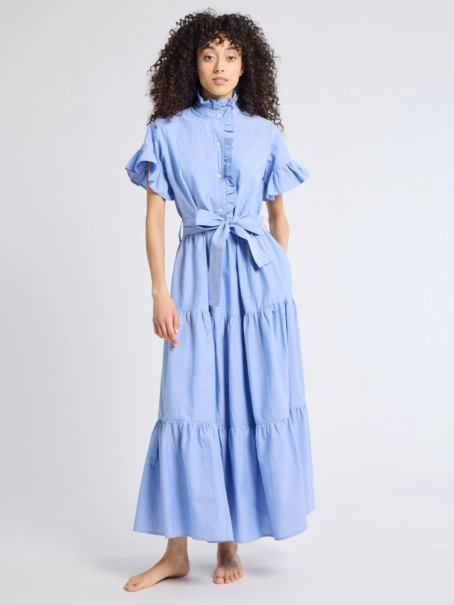 Mille Victoria Dress - Blue Oxford