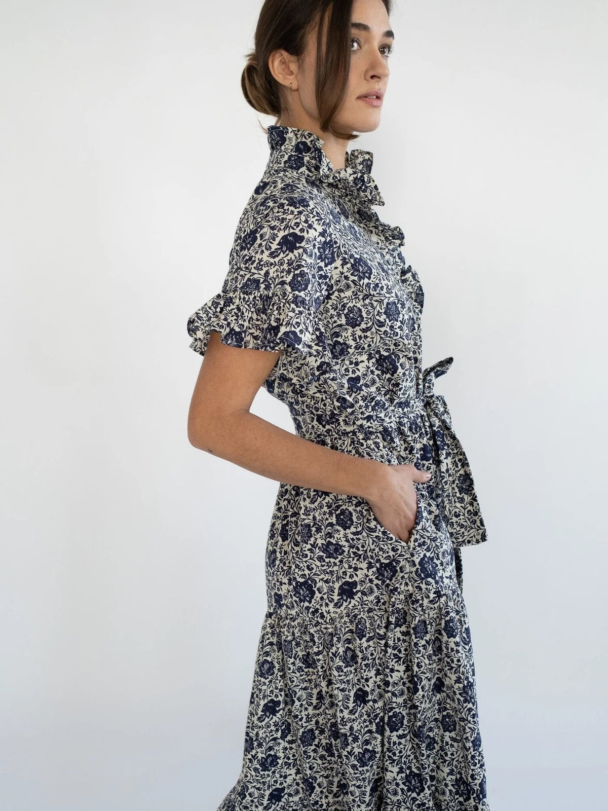 Mille Victoria Dress - Indigo Floral