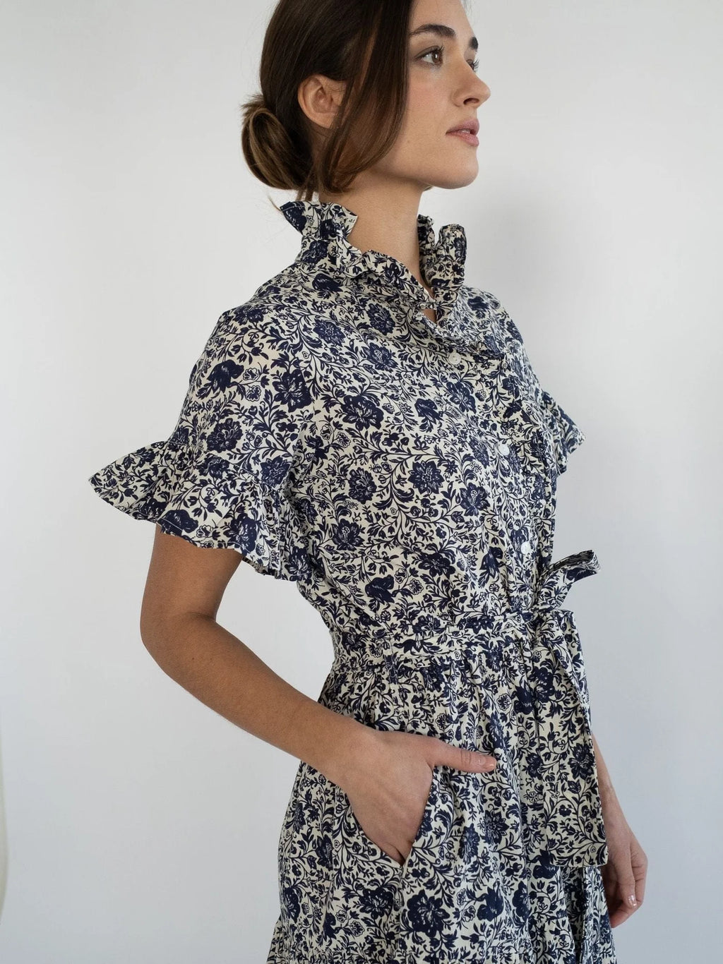 Mille Victoria Dress - Indigo Floral