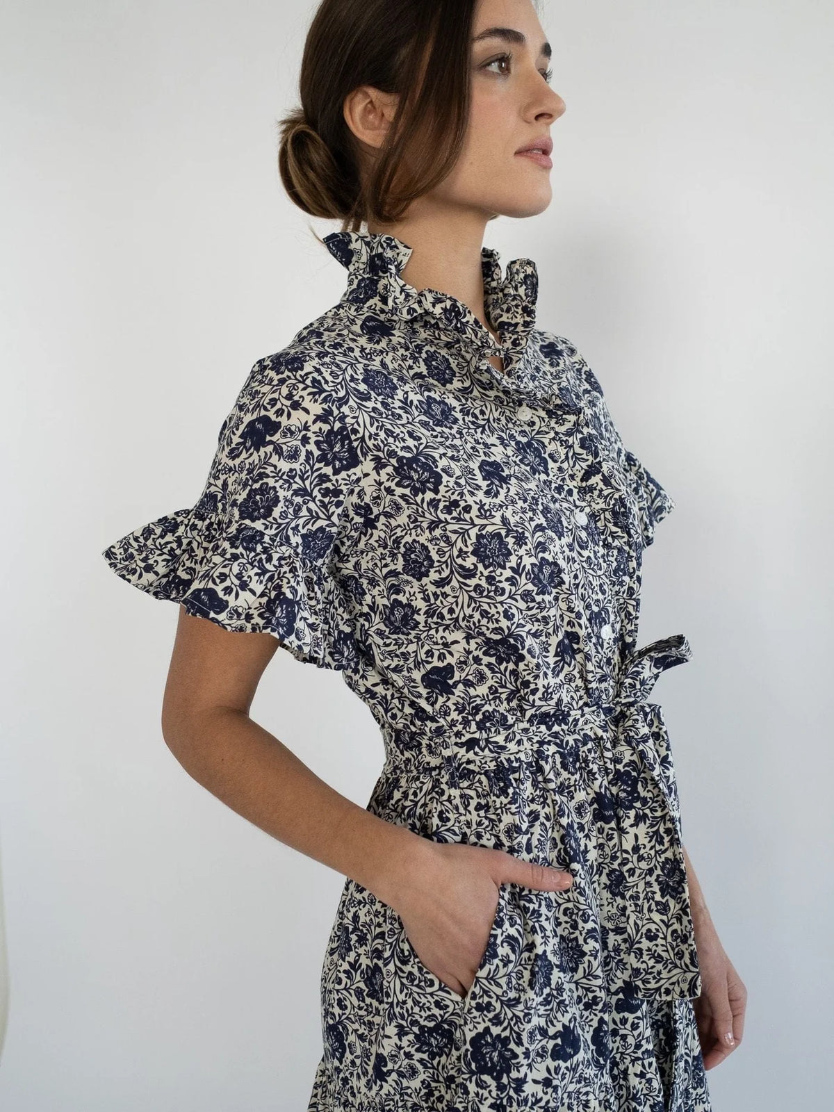 Mille Victoria Dress - Indigo Floral