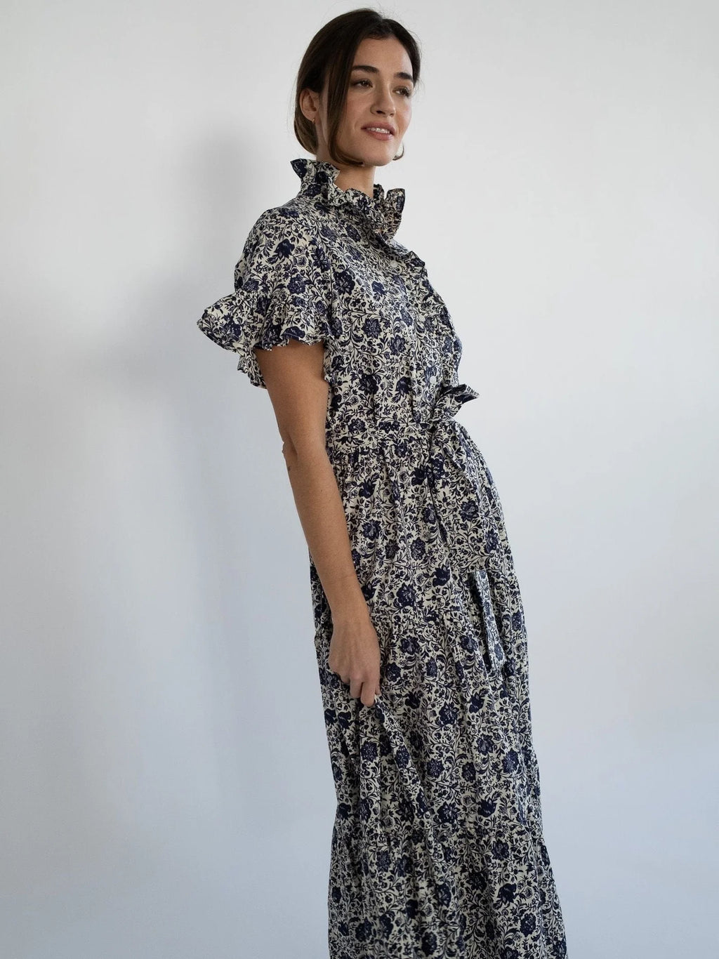 Mille Victoria Dress - Indigo Floral
