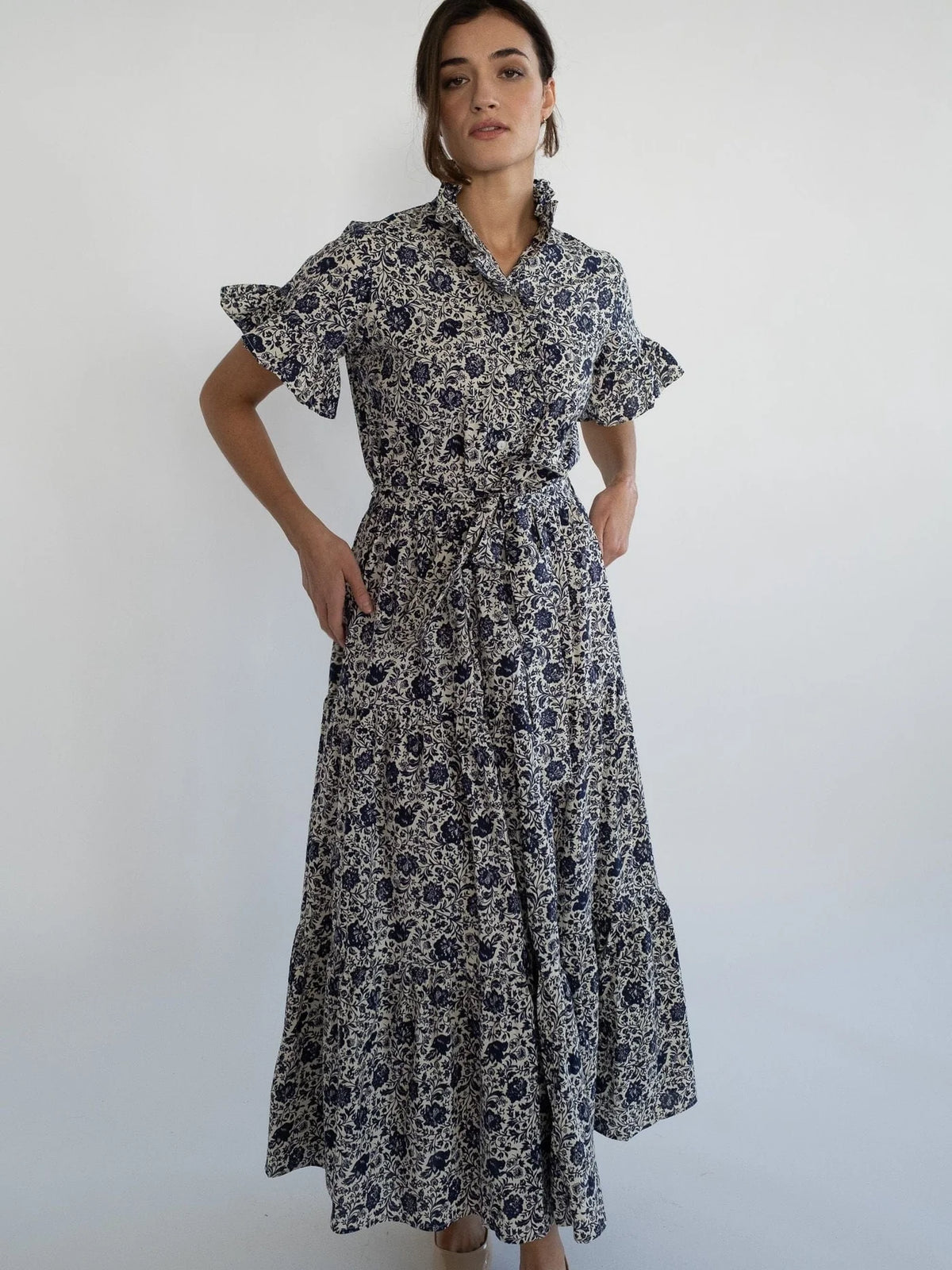 Mille Victoria Dress - Indigo Floral