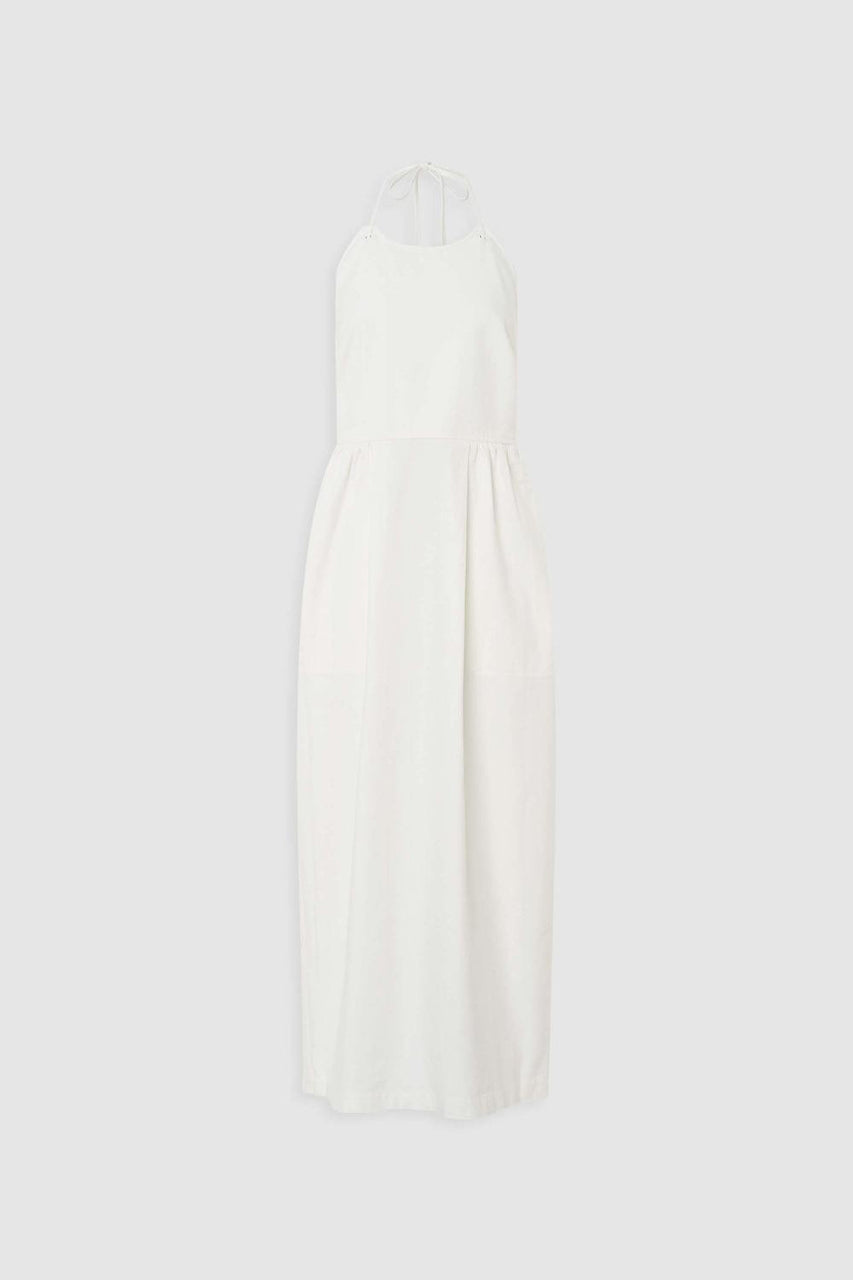 Oroton Eyelet Detail Long Halter Dress in White